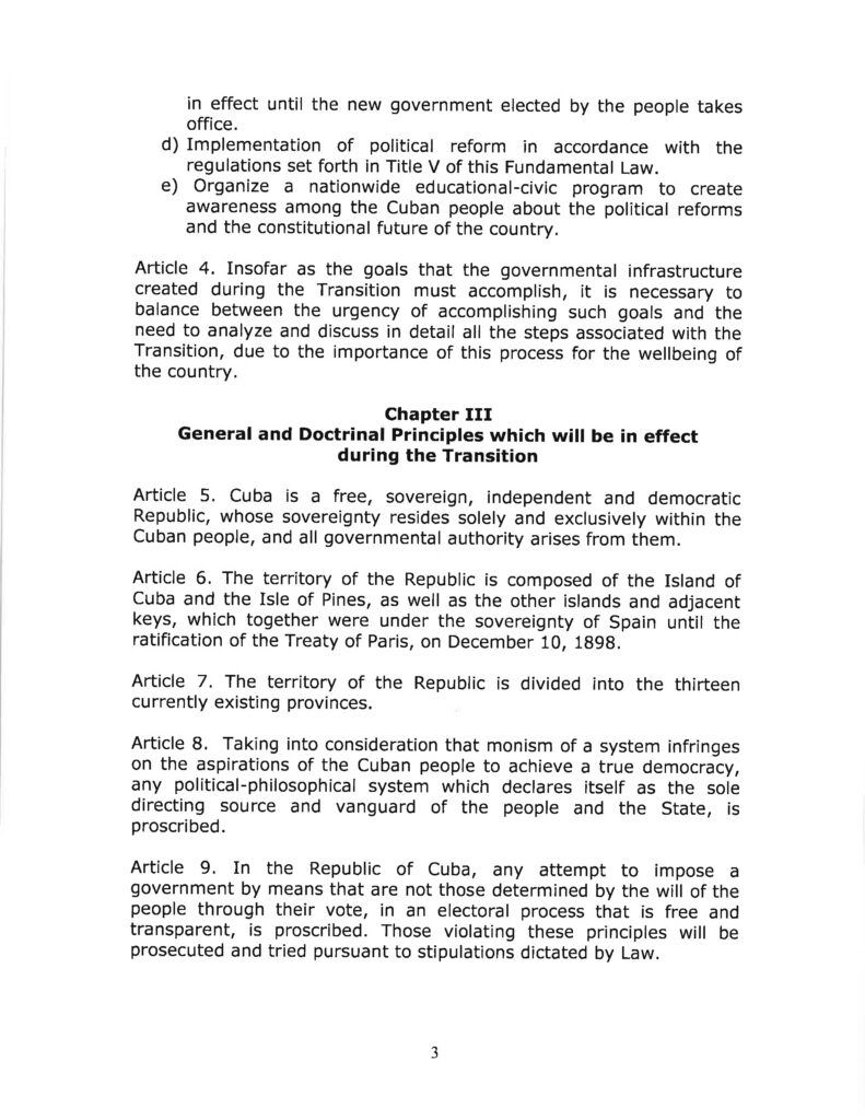 DRAFT- FUNDAMENTAL TRANSITIONAL LAW OF THE REPUBLIC OF CUBA- English 3