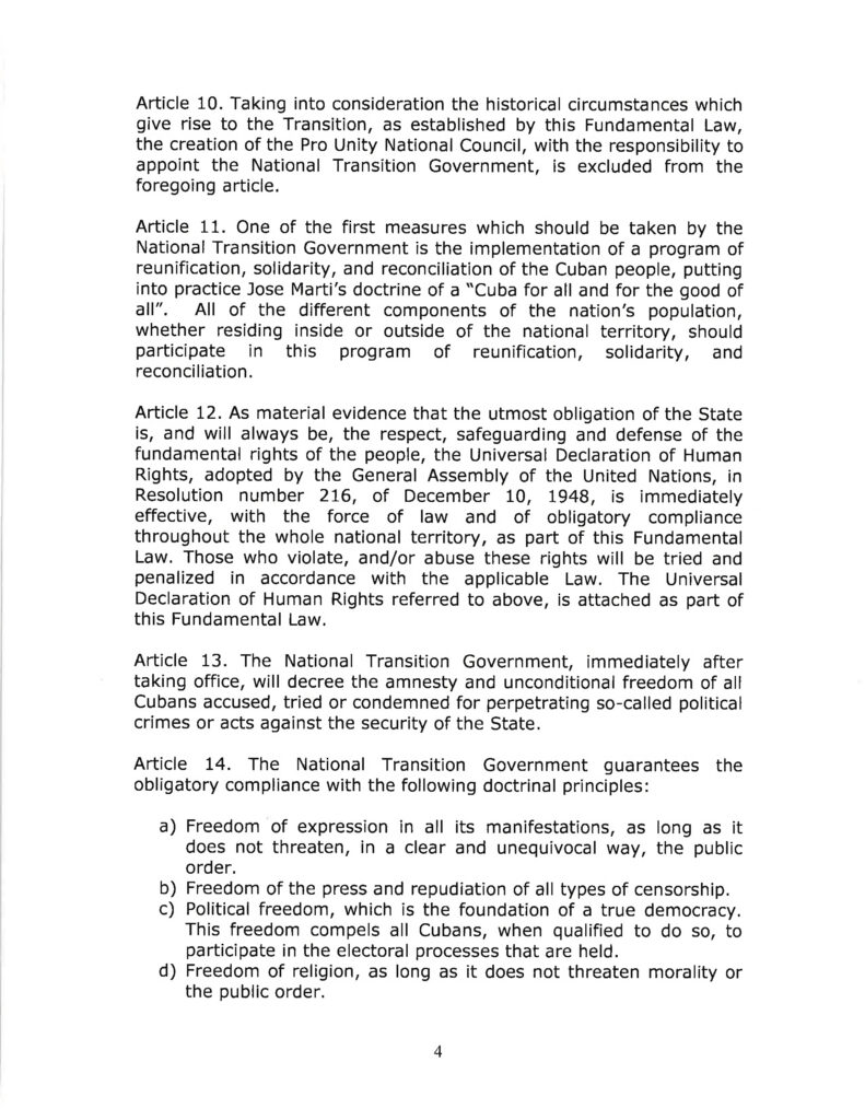 DRAFT- FUNDAMENTAL TRANSITIONAL LAW OF THE REPUBLIC OF CUBA- English 4