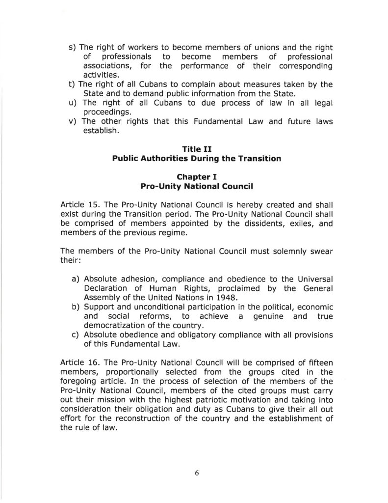 DRAFT- FUNDAMENTAL TRANSITIONAL LAW OF THE REPUBLIC OF CUBA- English 6