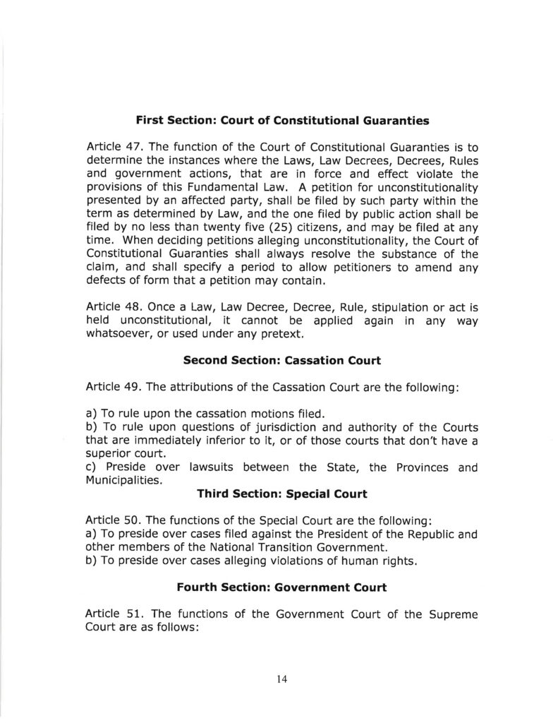 DRAFT- FUNDAMENTAL TRANSITIONAL LAW OF THE REPUBLIC OF CUBA- English 14