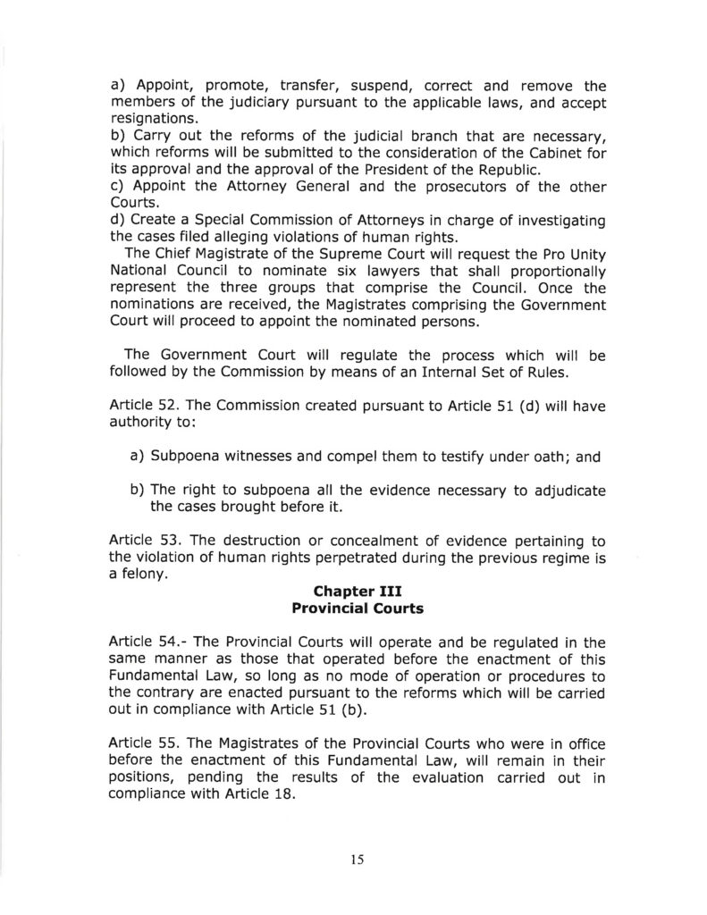 DRAFT- FUNDAMENTAL TRANSITIONAL LAW OF THE REPUBLIC OF CUBA- English 15