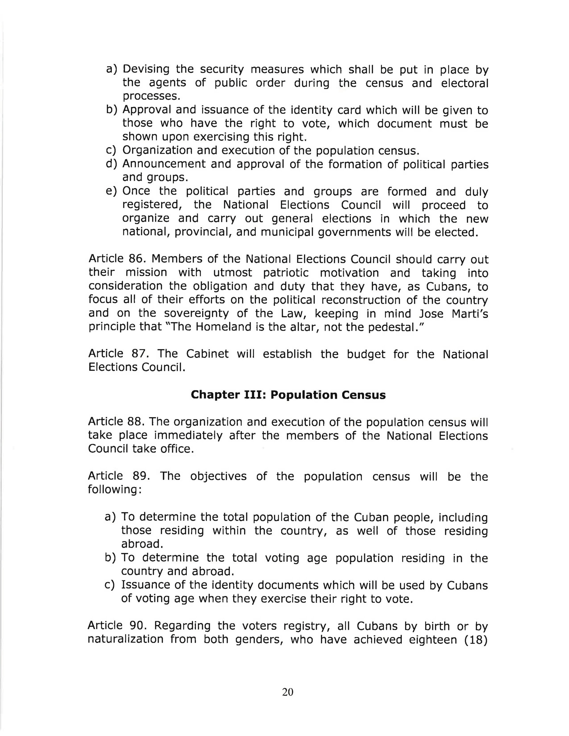 DRAFT- FUNDAMENTAL TRANSITIONAL LAW OF THE REPUBLIC OF CUBA- English 20