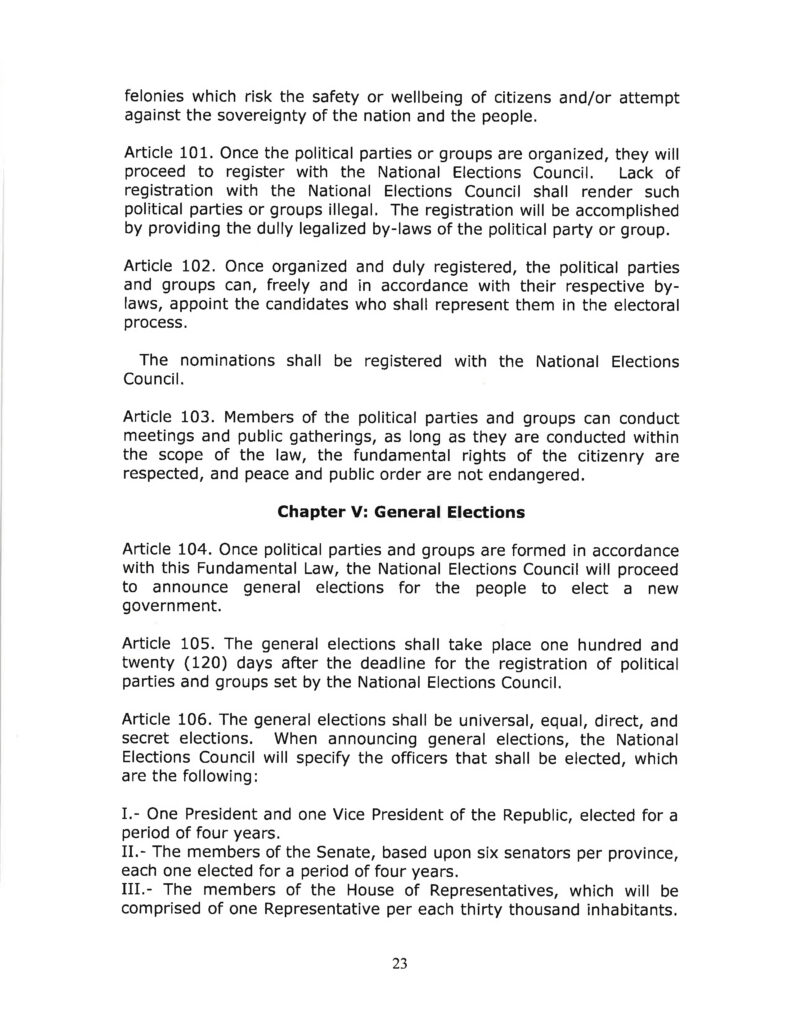 DRAFT- FUNDAMENTAL TRANSITIONAL LAW OF THE REPUBLIC OF CUBA- English 23