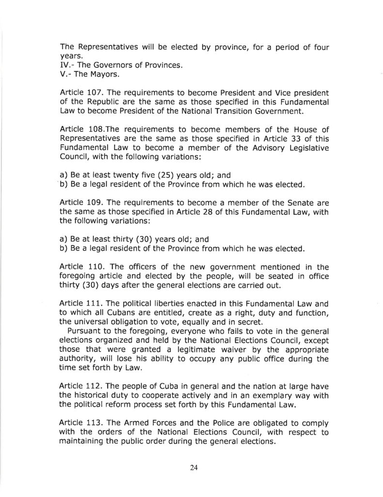 DRAFT- FUNDAMENTAL TRANSITIONAL LAW OF THE REPUBLIC OF CUBA- English 24