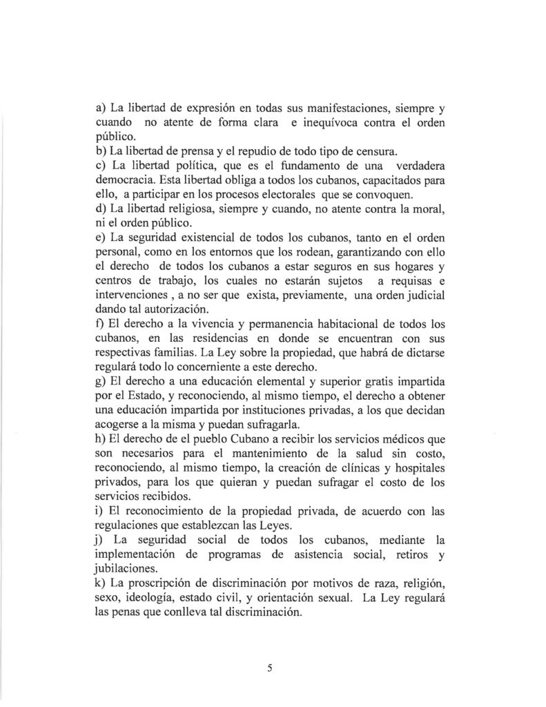 DRAFT- FUNDAMENTAL TRANSITIONAL LAW OF THE REPUBLIC OF CUBA- Spanish 5
