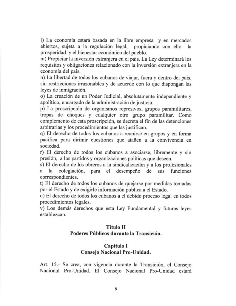 DRAFT- FUNDAMENTAL TRANSITIONAL LAW OF THE REPUBLIC OF CUBA- Spanish 6