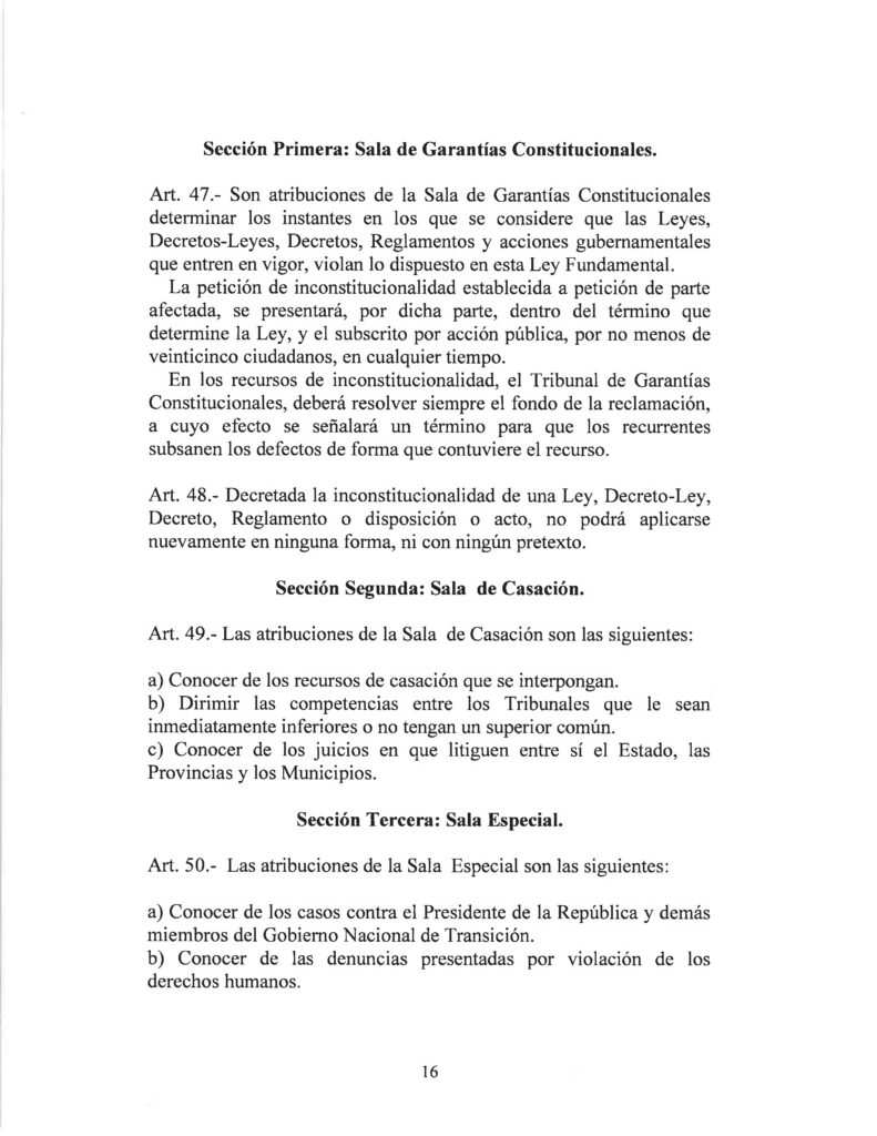DRAFT- FUNDAMENTAL TRANSITIONAL LAW OF THE REPUBLIC OF CUBA- Spanish 16