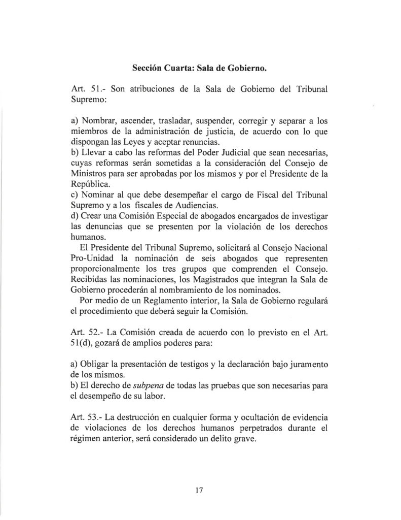 DRAFT- FUNDAMENTAL TRANSITIONAL LAW OF THE REPUBLIC OF CUBA- Spanish 17