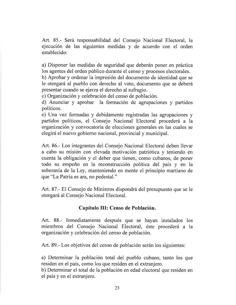 DRAFT- FUNDAMENTAL TRANSITIONAL LAW OF THE REPUBLIC OF CUBA- Spanish 23