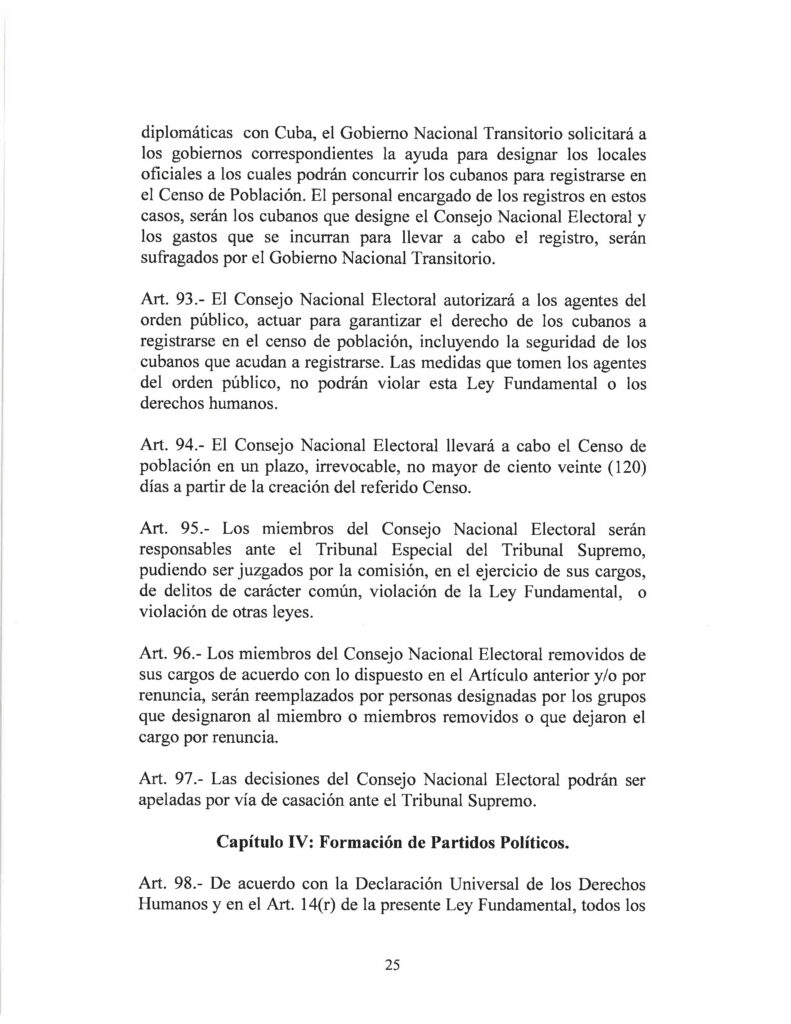 DRAFT- FUNDAMENTAL TRANSITIONAL LAW OF THE REPUBLIC OF CUBA- Spanish 25