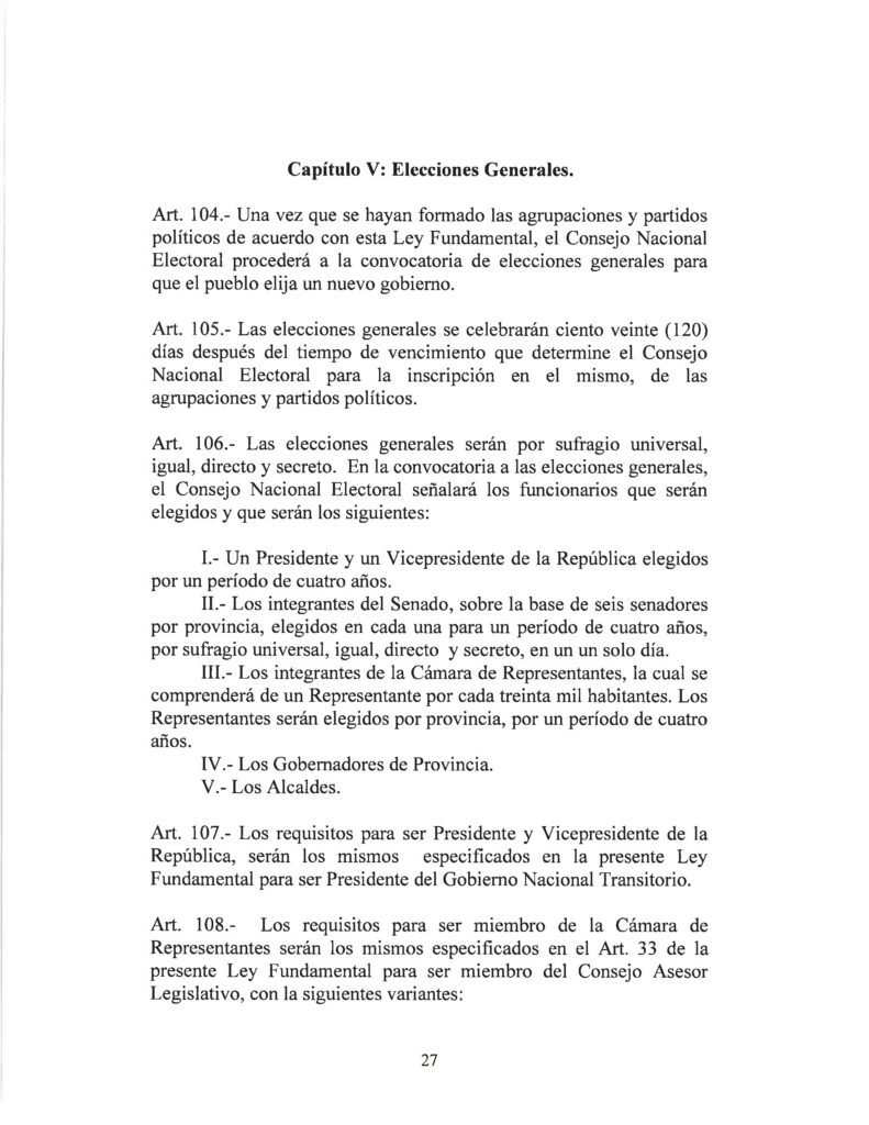 DRAFT- FUNDAMENTAL TRANSITIONAL LAW OF THE REPUBLIC OF CUBA- Spanish 27