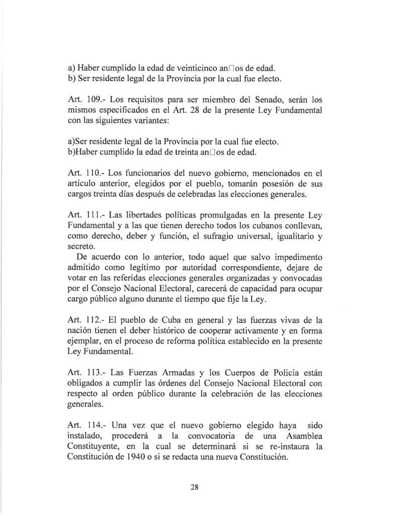 DRAFT- FUNDAMENTAL TRANSITIONAL LAW OF THE REPUBLIC OF CUBA- Spanish 28
