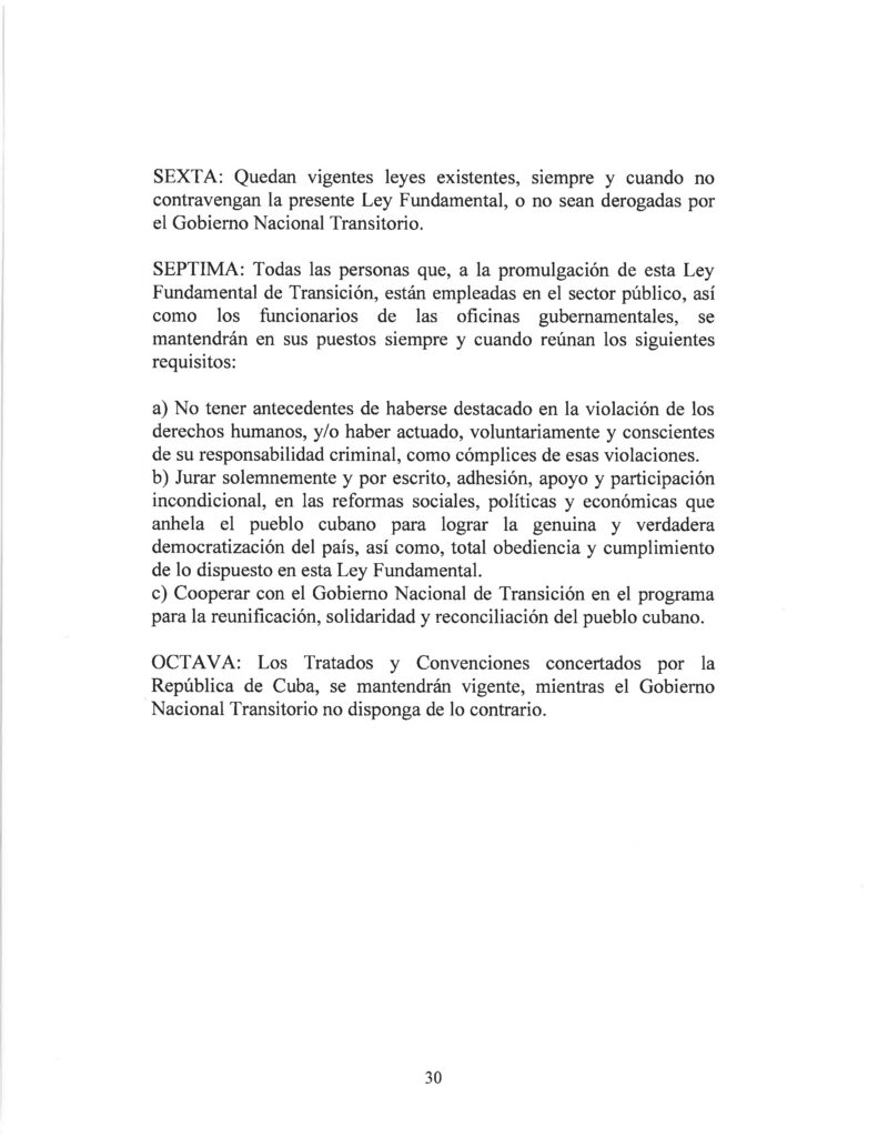 DRAFT- FUNDAMENTAL TRANSITIONAL LAW OF THE REPUBLIC OF CUBA- Spanish 30
