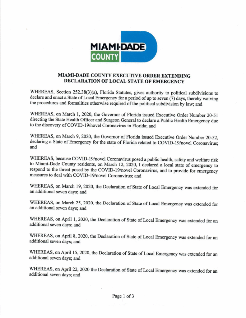 Declaration of State of Emergency – Extension 10 1