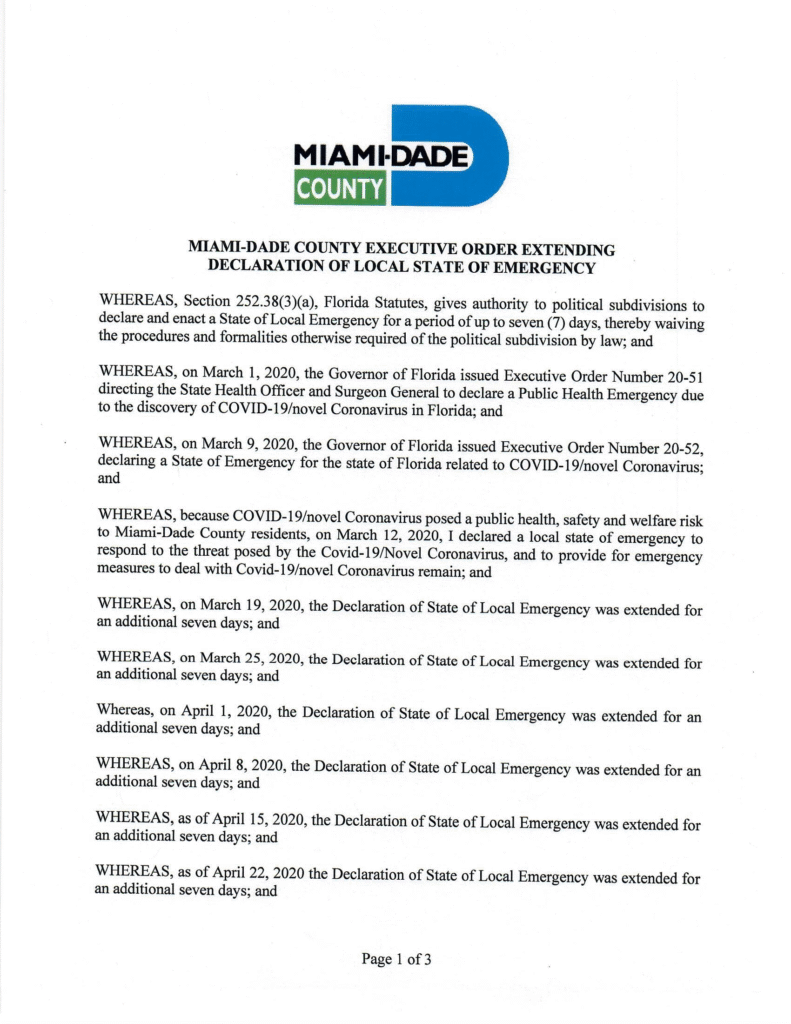 Declaration of State of Emergency – Extension 11 1