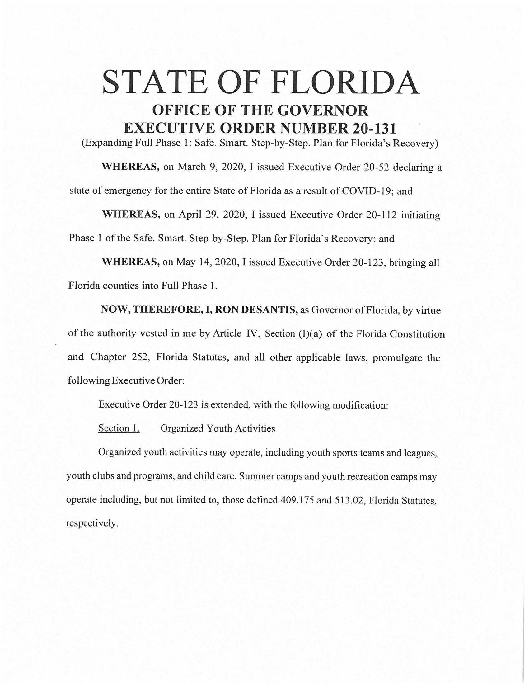 Governor’s Executive Order 20-131