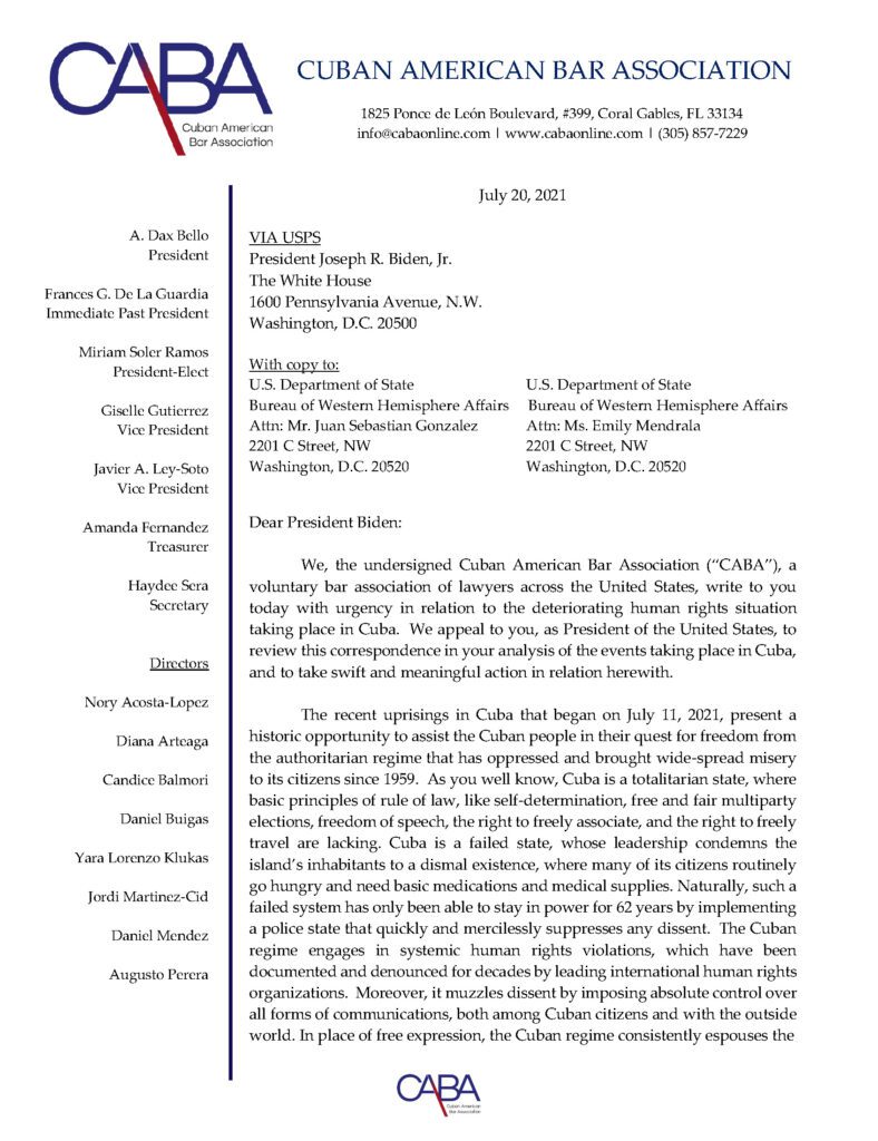 CABA to President Biden 1