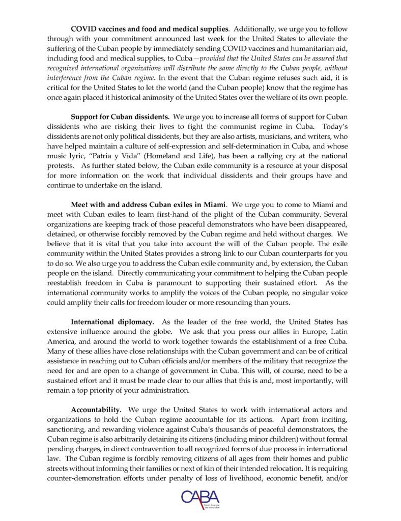 CABA to President Biden 3