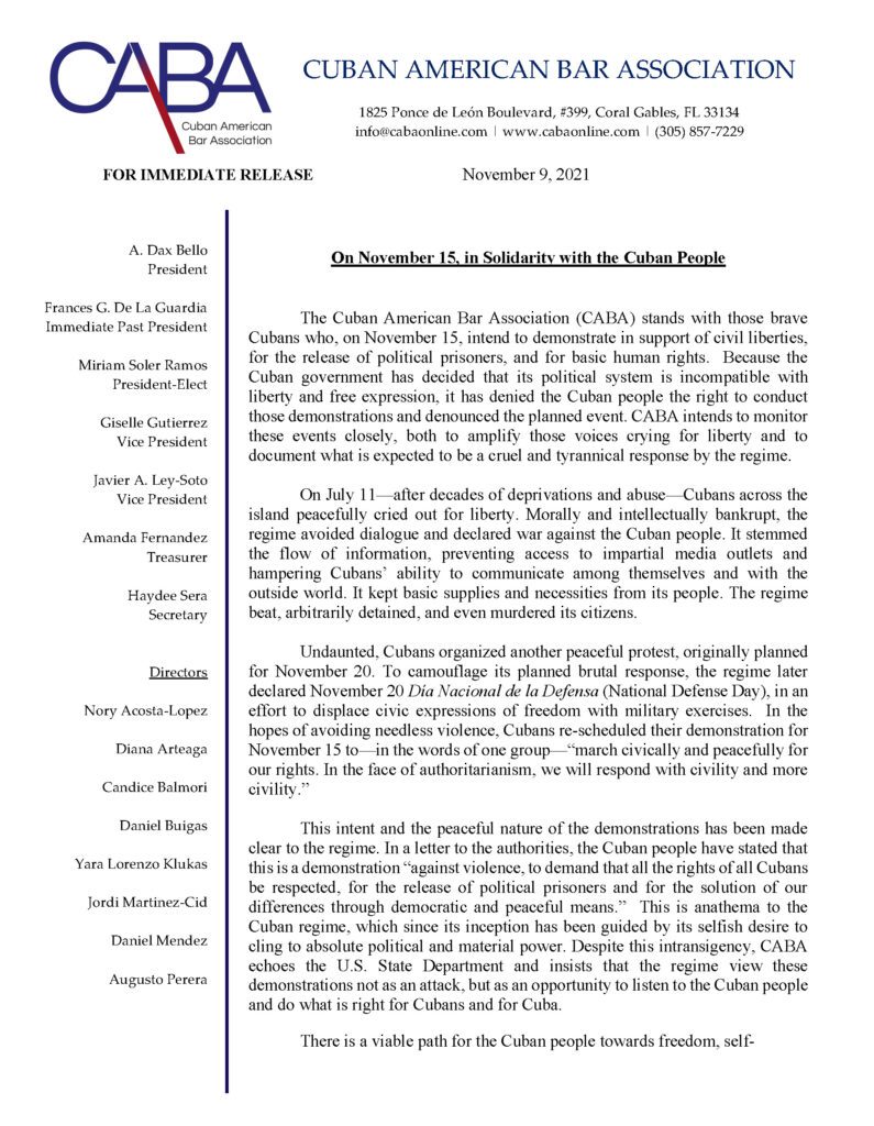CABA – November 15th, in Solidarity with the Cuban People- English 1