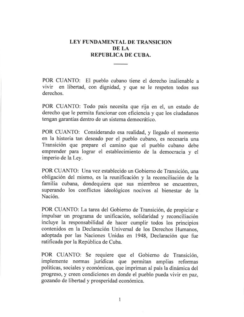 DRAFT- FUNDAMENTAL TRANSITIONAL LAW OF THE REPUBLIC OF CUBA- Spanish 1