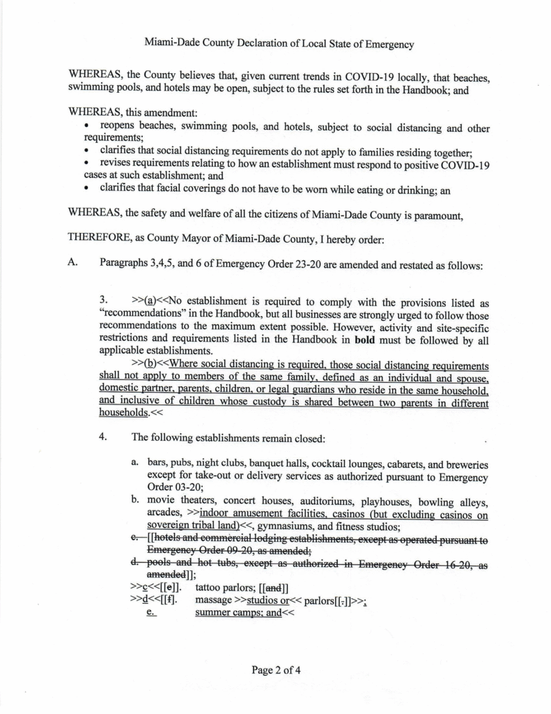 Coronavirus Emergency Order 23-20 – New Normal – Amendment 1 2