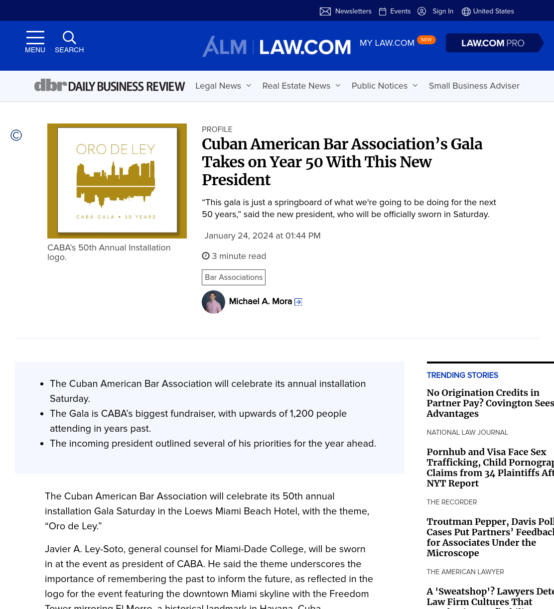 Cuban American Bar Association’s Gala Takes on Year 50 With This New President