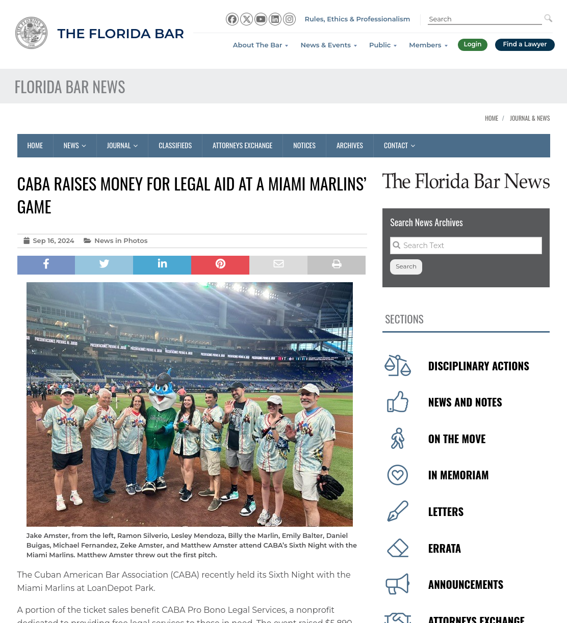 CABA raises money for legal aid at a Miami Marlins’ game