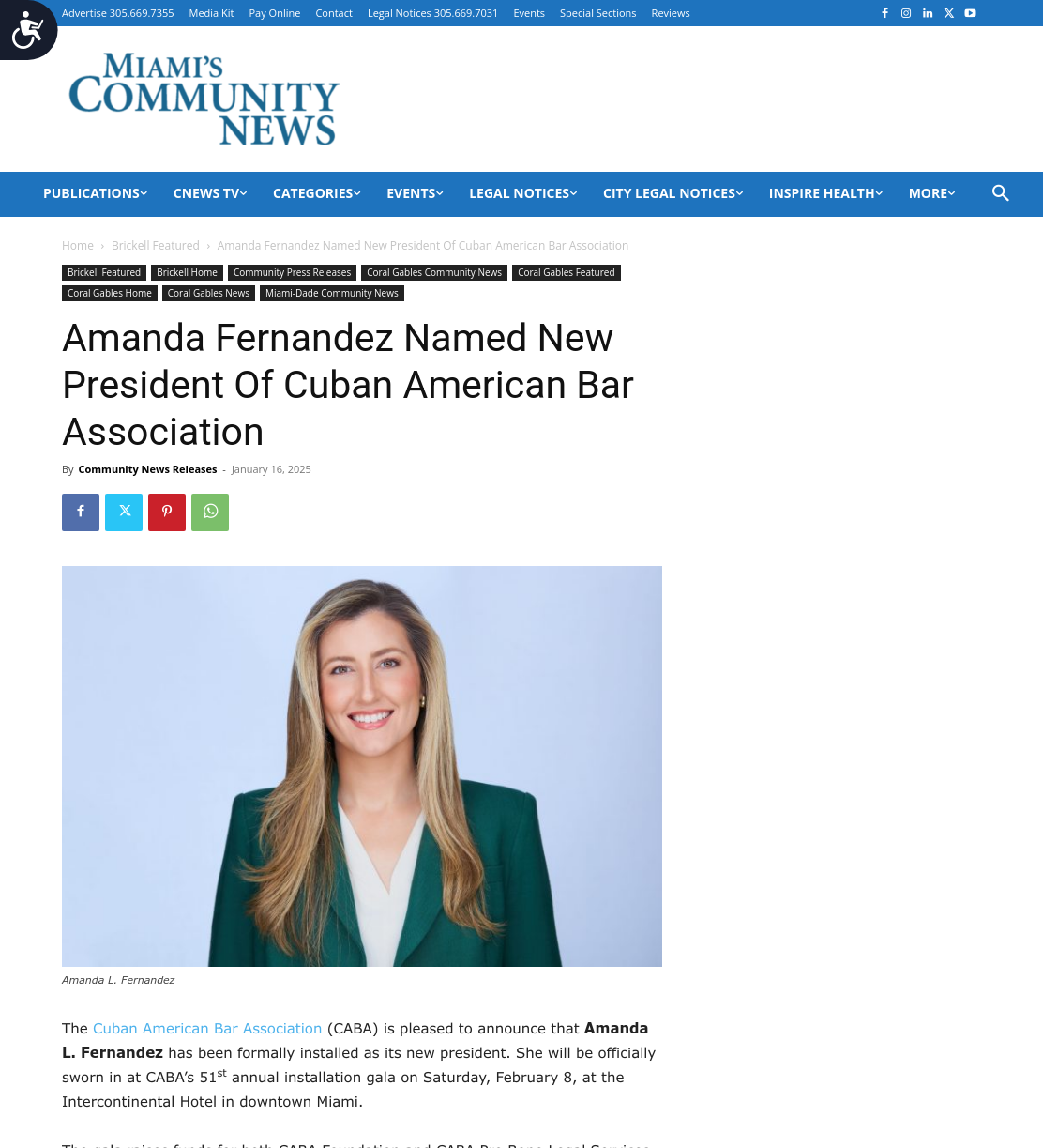 Amanda Fernandez Named New President Of Cuban American Bar Association | Brickell Featured#