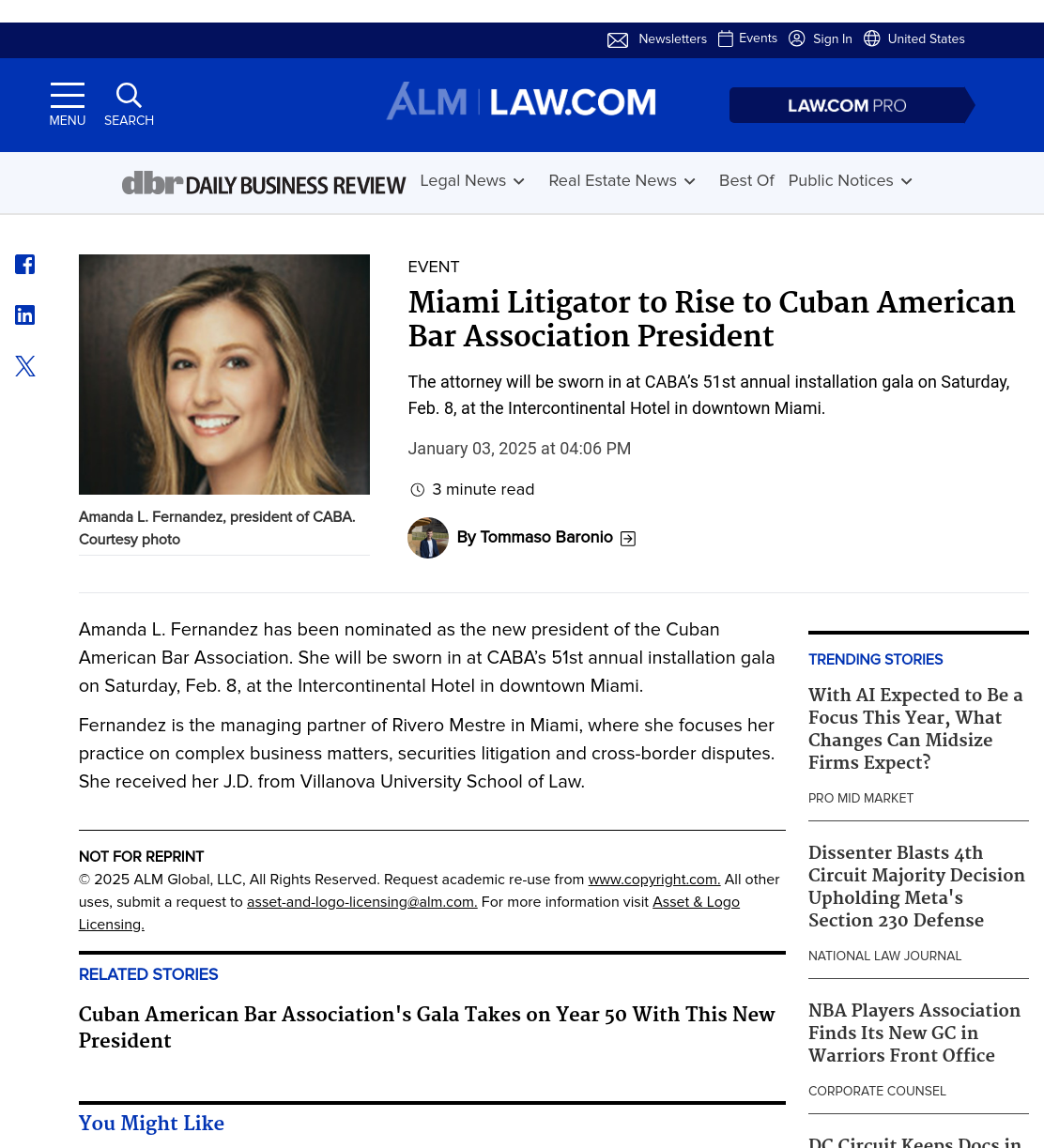 Miami Litigator to Rise to Cuban American Bar Association President