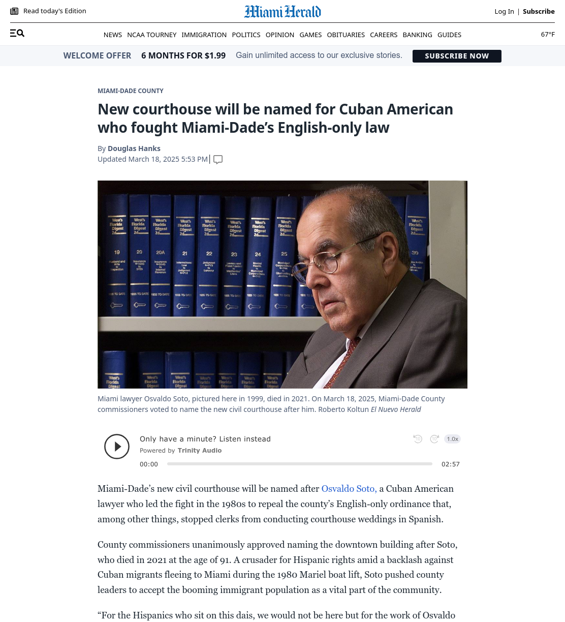 New courthouse will be named for Cuban American who fought Miami-Dade’s English-only law