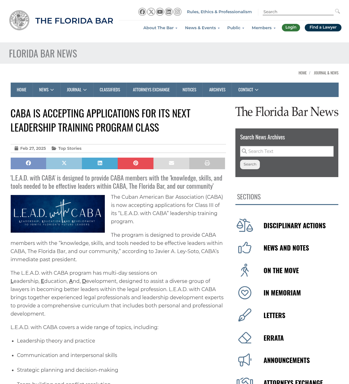 CABA is accepting applications for its next leadership training program class