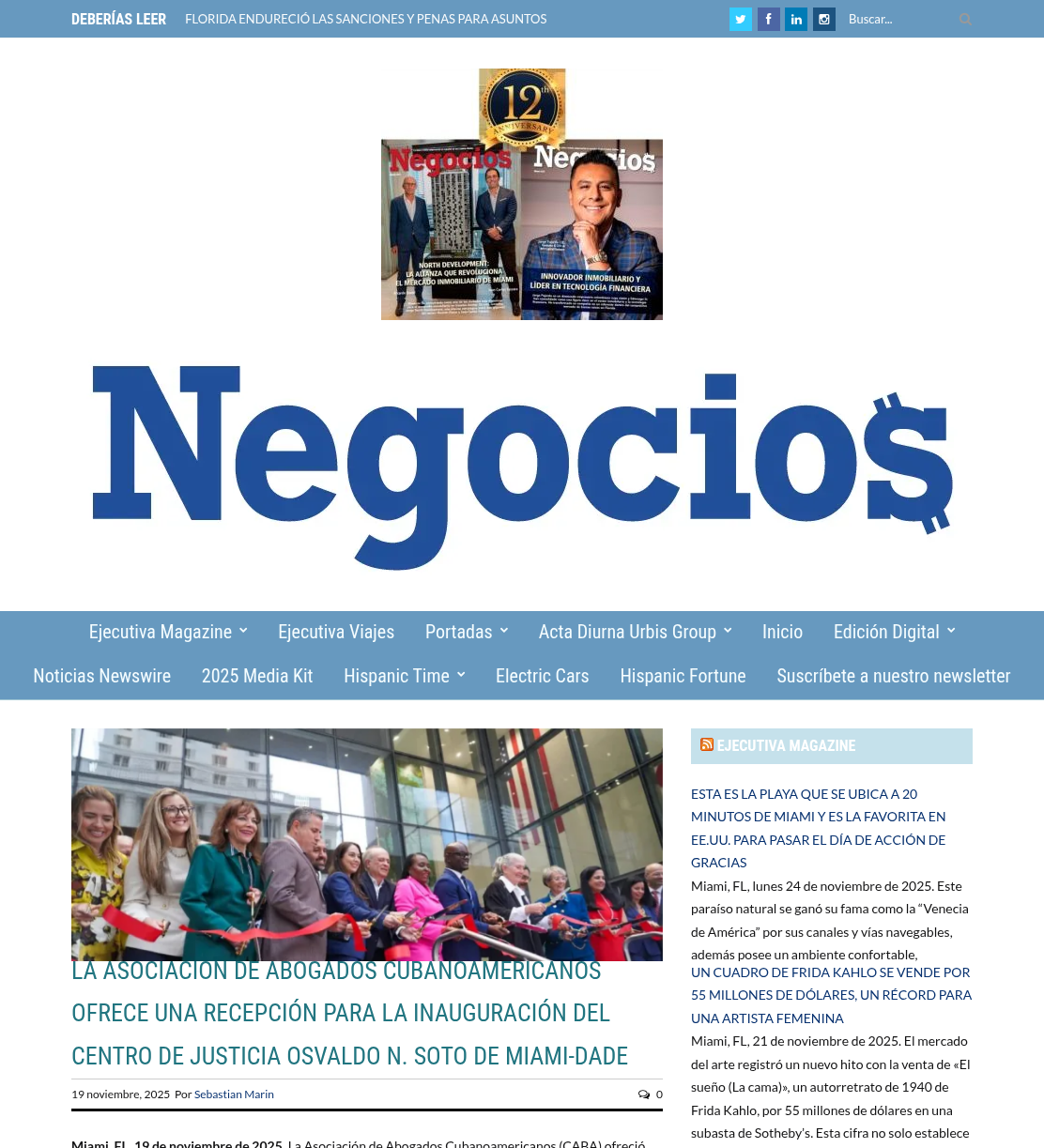 LA ASOCIACIÓN DE ABOGADOS CUBANOAMERICANOS OFRECE UNA RECEPCIÓN PARA LA INAUGURACIÓN DEL CENTRO D