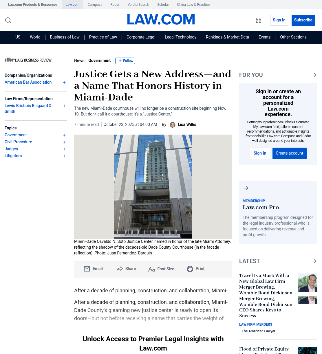 Justice Gets a New Address—and a Name That Honors History in Miami-Dade| Law.com